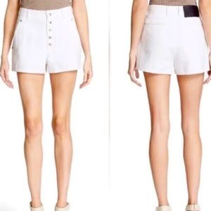 Rag & Bone White Denim Snap-Front Branson Shorts, Size 6